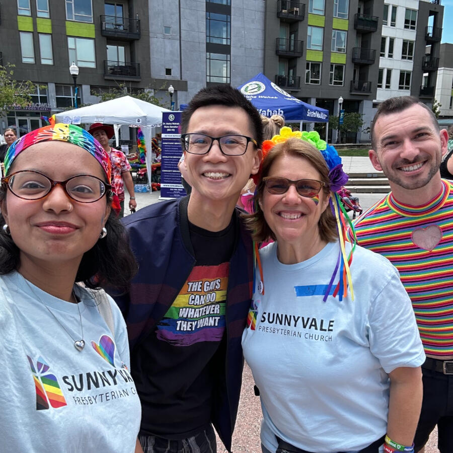 SVPC Four adults from Sunnyvale Pres posing for a group selfie